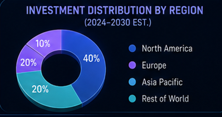 Investment distribution by region for optical and laser satellite technologies