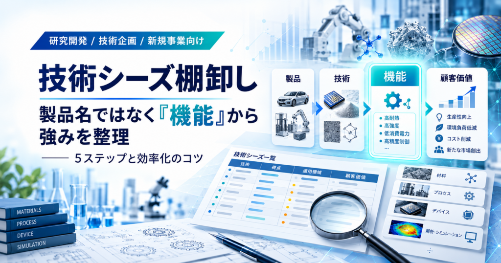 技術シーズの棚卸しとは？自社技術の強みを「機能」から整理する5ステップと効率化のコツ