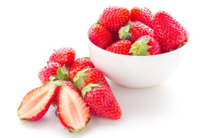 Fresh strawberries on white background