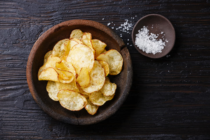 healthy potato chips and salt small